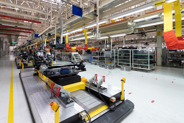 automated car assembly line plant automotive industry shop production assembly machines new car warehouse_645730 618